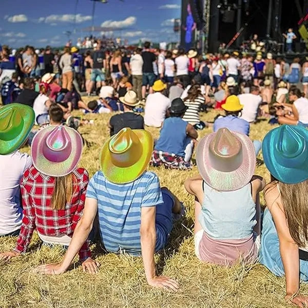 Neon Sparkly Glitter Space Cowboy Hat