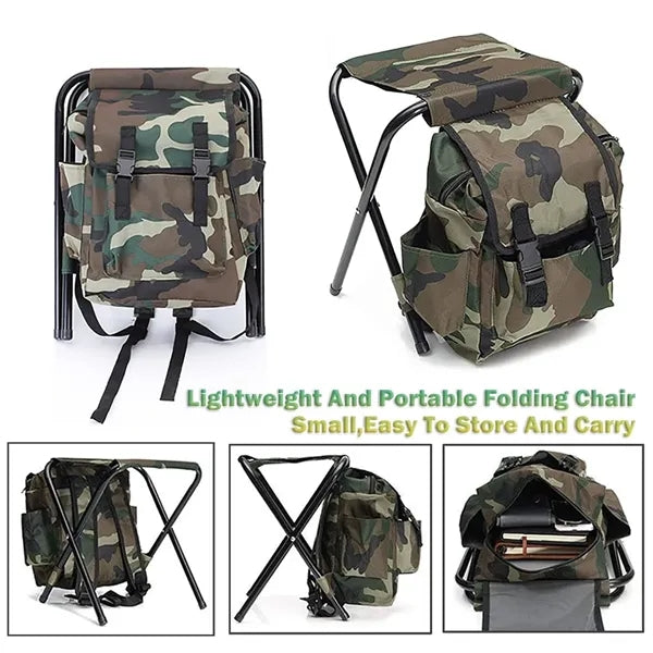 Folding Stool Backpack Insulated Cooler Bag
