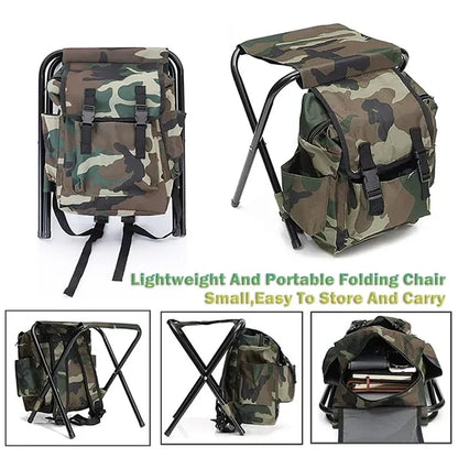 Folding Stool Backpack Insulated Cooler Bag