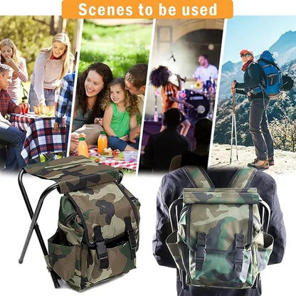 Folding Stool Backpack Insulated Cooler Bag