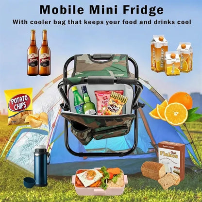 Folding Stool Backpack Insulated Cooler Bag