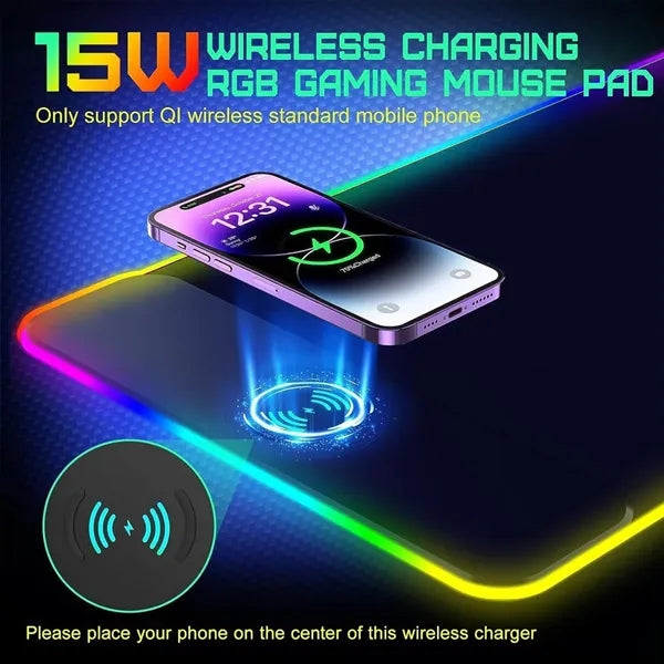 Large Gaming Mouse Pad With Wireless Chargering