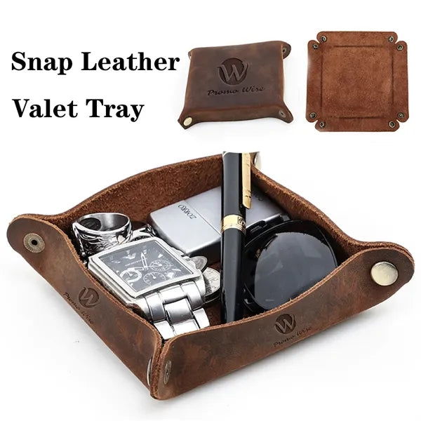 Vintage Crazy Horse Leather Storage Tray Organizer