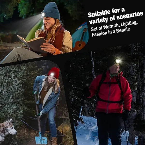 Unisex LED Beanie with Light Hands Free  Headlamp Hats