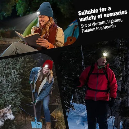 Unisex LED Beanie with Light Hands Free  Headlamp Hats