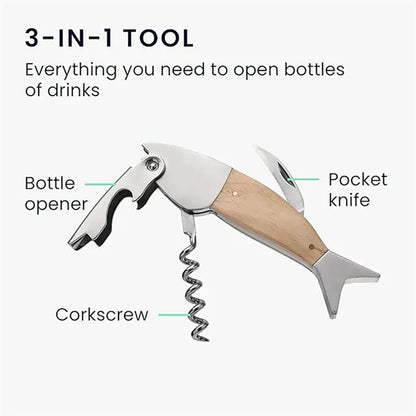 Multifunctional Bottle Wine Opener Fish Shape Folding Knife