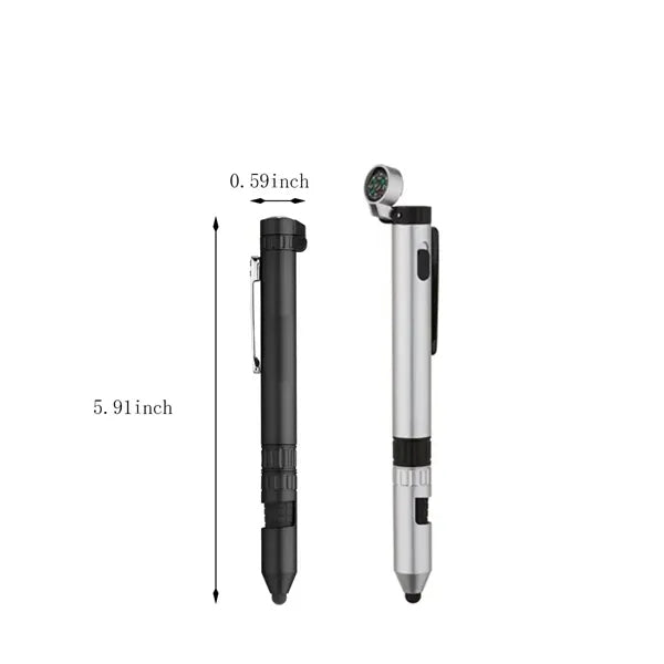 Multifunctional portable outdoor compass lighting tool pen