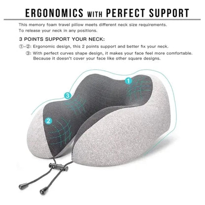 Neck Pillow 100% Pure Memory Foam Travel