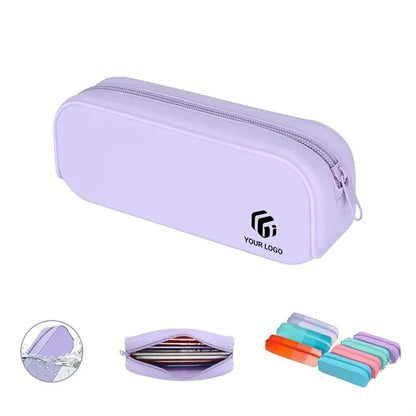 Waterproof Solid Color Silicone Pen Pencil Case For Office