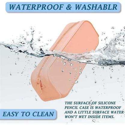 Waterproof Solid Color Silicone Pen Pencil Case For Office