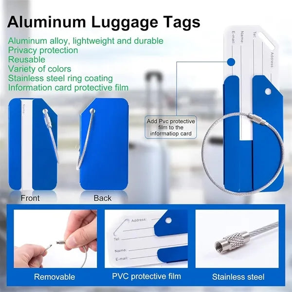 Sturdy durable portable aluminum alloy travel luggage tag