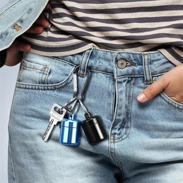 Portable keychain waterproof sealed aluminum medicine box