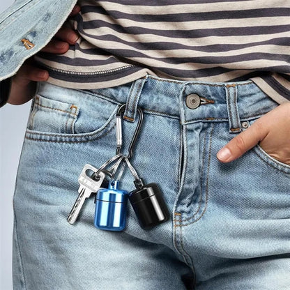 Portable keychain waterproof sealed aluminum medicine box
