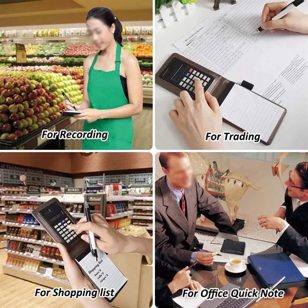 Office supplies pocket notebook notepad with calculator
