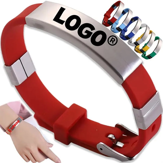 Custom Silicon Bracelet With Steel Plate