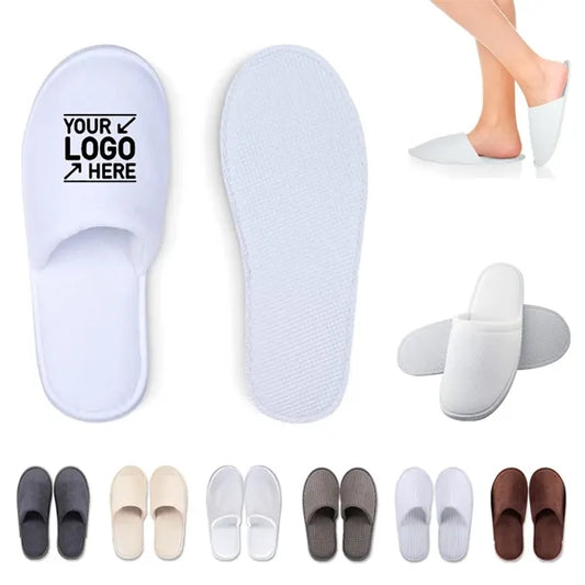 Non-Slip Closed-Toe Premium Coral Fleece Hotel Slippers
