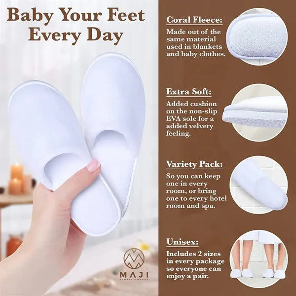 Non-Slip Closed-Toe Premium Coral Fleece Hotel Slippers