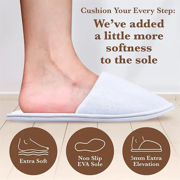 Non-Slip Closed-Toe Premium Coral Fleece Hotel Slippers