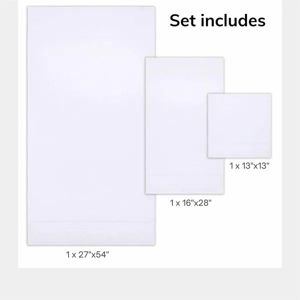 Luxury White Bath Towel Set of 3 Pieces