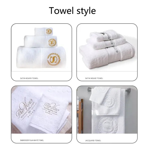 Luxury White Bath Towel Set of 3 Pieces