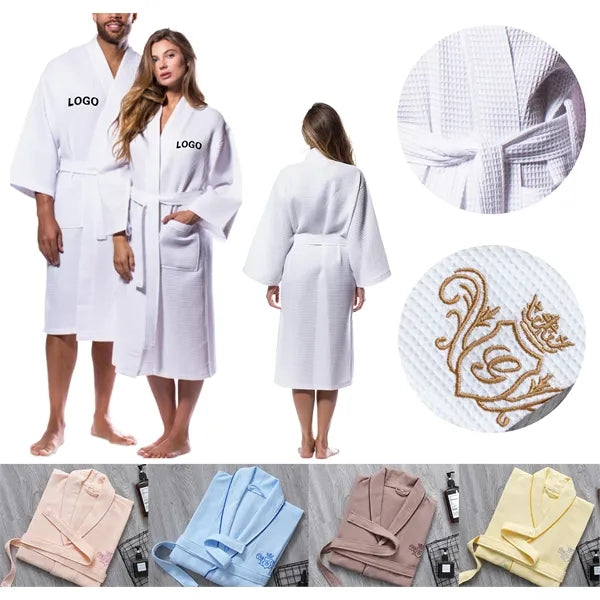 Lightweight Full-Length Waffle Kimono Bathrobe