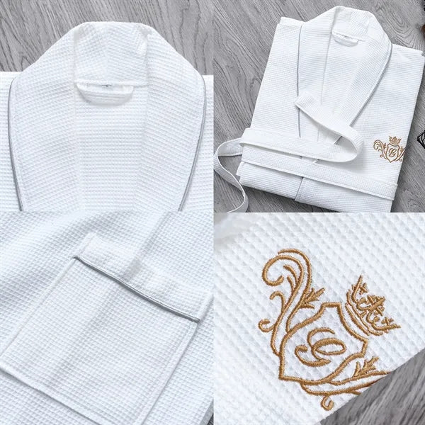 Lightweight Full-Length Waffle Kimono Bathrobe