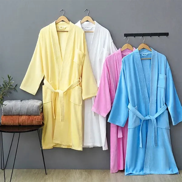 Lightweight Full-Length Waffle Kimono Bathrobe