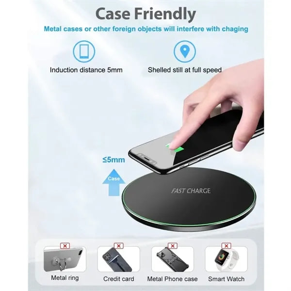 Durable Ultra-thin 15W QI Wireless Fast Charger