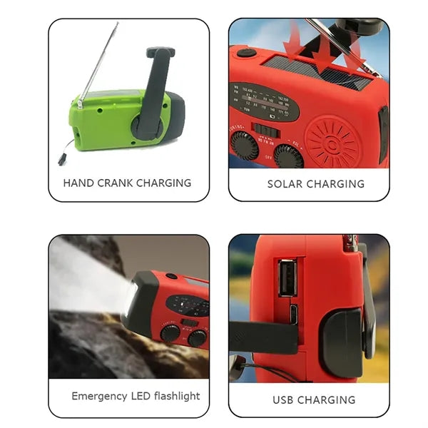 Hand Crank Emergency Solar Radio With Flashlight