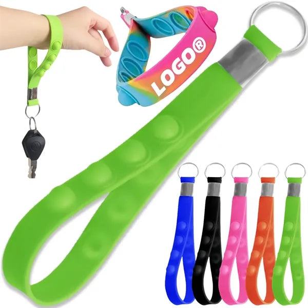 Push Pop Stress Reliever Keychain Silicone Wrist Strap