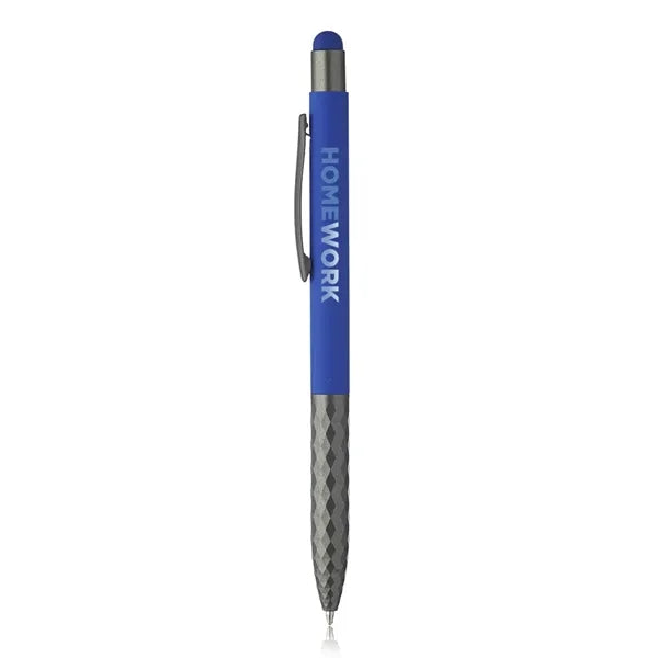 Geometric Aluminum Ball Point Pen with Stylus