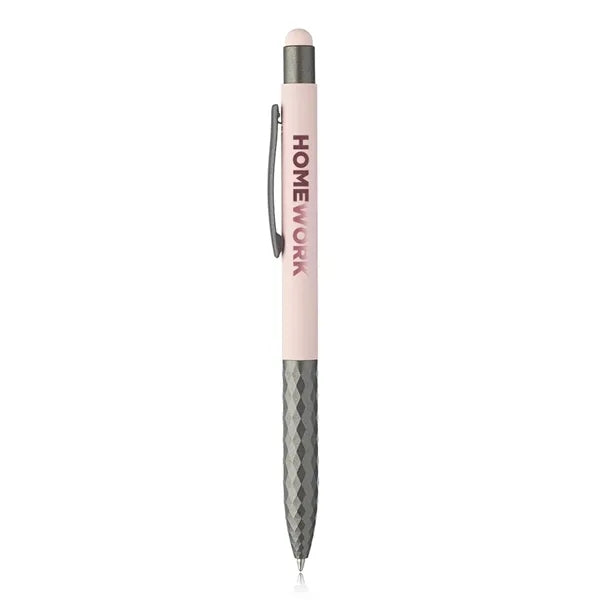 Geometric Aluminum Ball Point Pen with Stylus