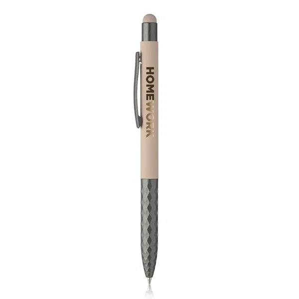 Geometric Aluminum Ball Point Pen with Stylus