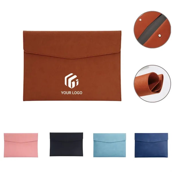 Portable Faux Leather Document Bag Buckle File Folders