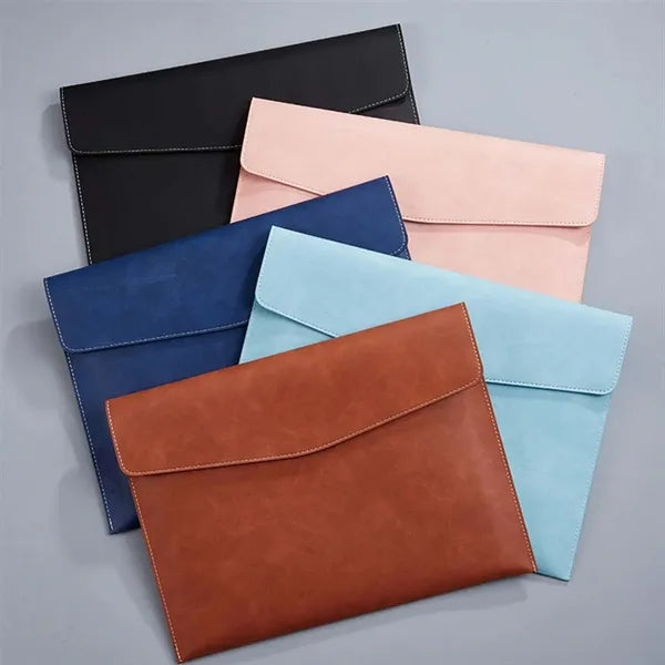 Portable Faux Leather Document Bag Buckle File Folders
