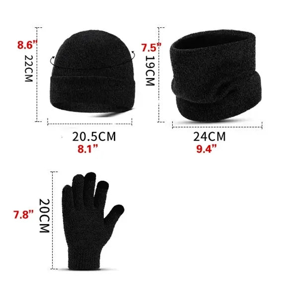 Winter Beanie Hat Scarf Gloves Set