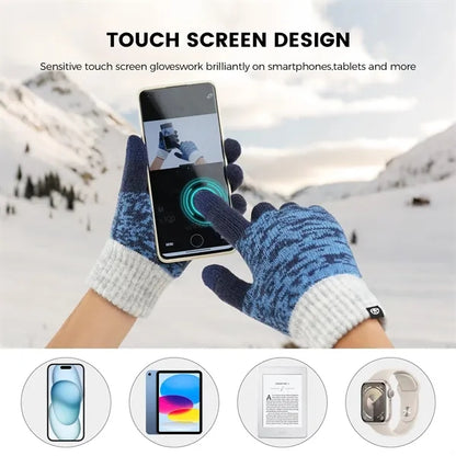 Winter Knit Hat Warmer Scarf Touchscreen Gloves Set