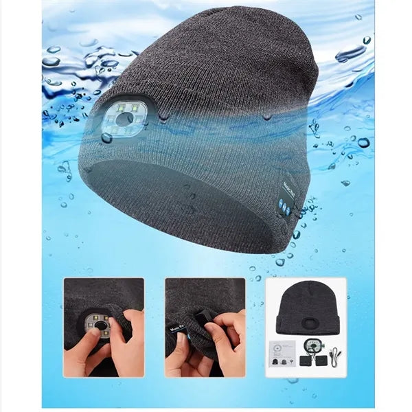 LED Light Up Acrylic Knit Hat Wireless Music Cap