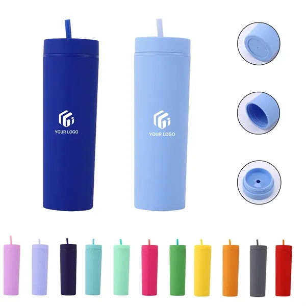 Portable practical sealed frosted straw straight cup