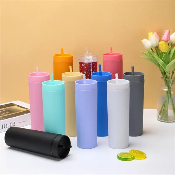 Portable practical sealed frosted straw straight cup