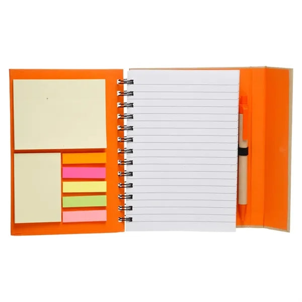 5.25" x 7" in. Eco flip top notebook with sticky notes
