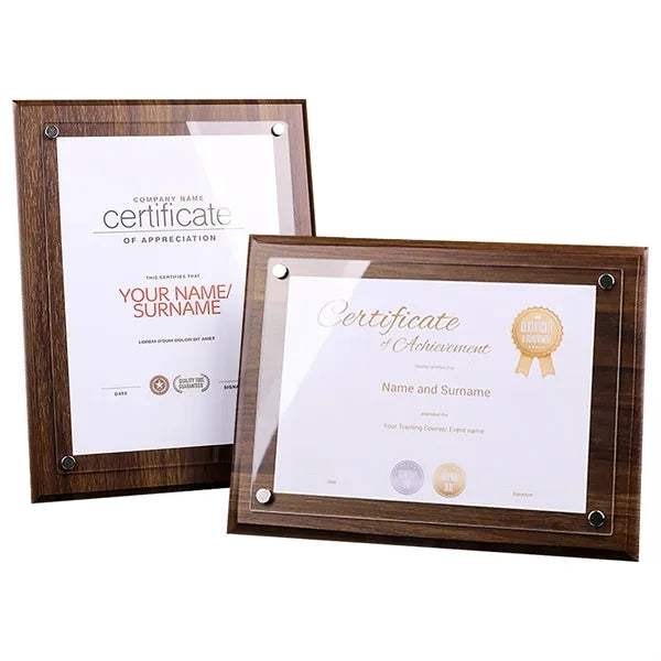 8.5"x11" Letter-size -Wood Plaque w/ Acrylic Protector