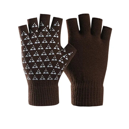 Unisex Antislip Winter Half Finger Knit Glove