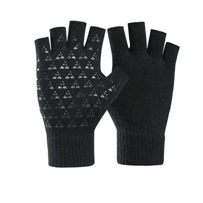 Unisex Antislip Winter Half Finger Knit Glove
