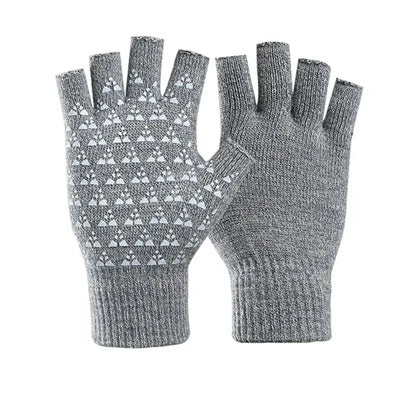 Unisex Antislip Winter Half Finger Knit Glove