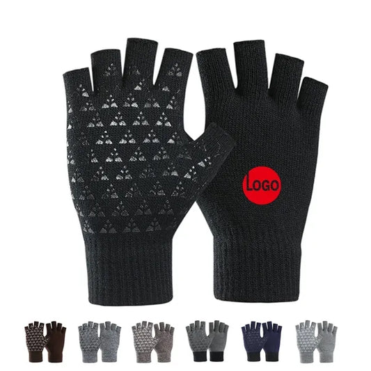 Unisex Antislip Winter Half Finger Knit Glove