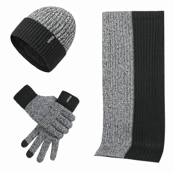 Mens Winter Scarf Hats And Gloves Set