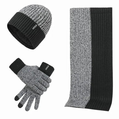 Mens Winter Scarf Hats And Gloves Set