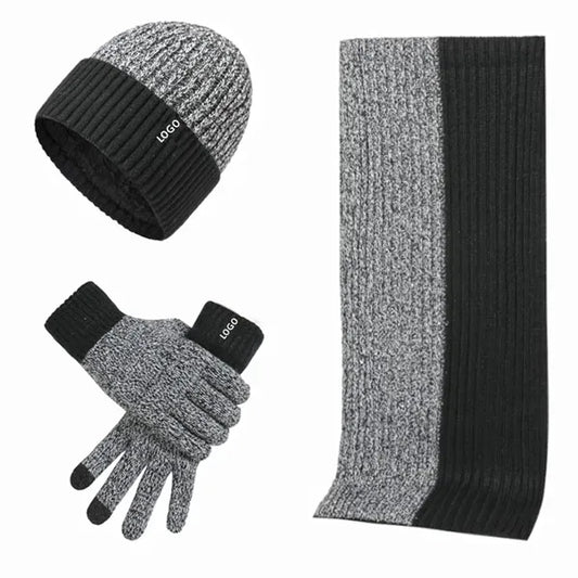 Mens Winter Scarf Hats And Gloves Set