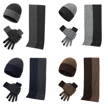 Mens Winter Scarf Hats And Gloves Set